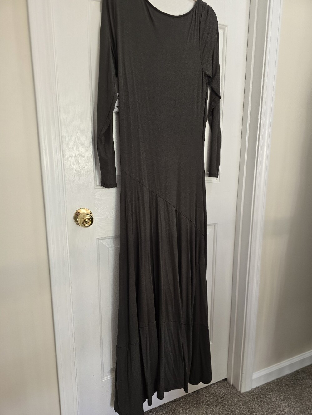 Free People Tatiana Maxi Dress Scoop Neck A-Line Long Sleeves Army Green (Olive) - Picture 3 of 8